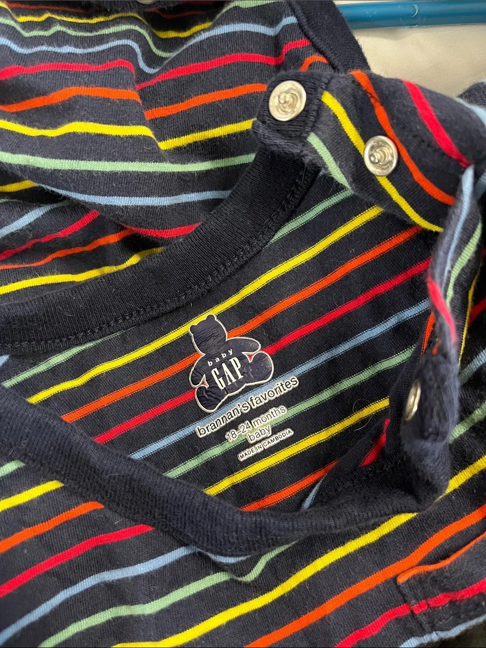 GAP Navy Multicolor Striped Long-Sleeve Bodysuit